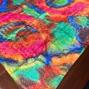 Source Unknown Multicolor Tie-Dye Silk Scarf - Bright Rainbow Hues